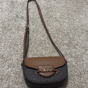 Michael Kors Tan and Brown Crossbody Bag